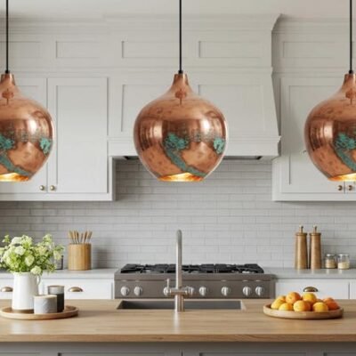 Handmade Rustic Copper Pendant Light, Ceiling Copper Hanging Lighting, Copper Lamp, Green Patina Light, Oxidized Copper Ceiling Light