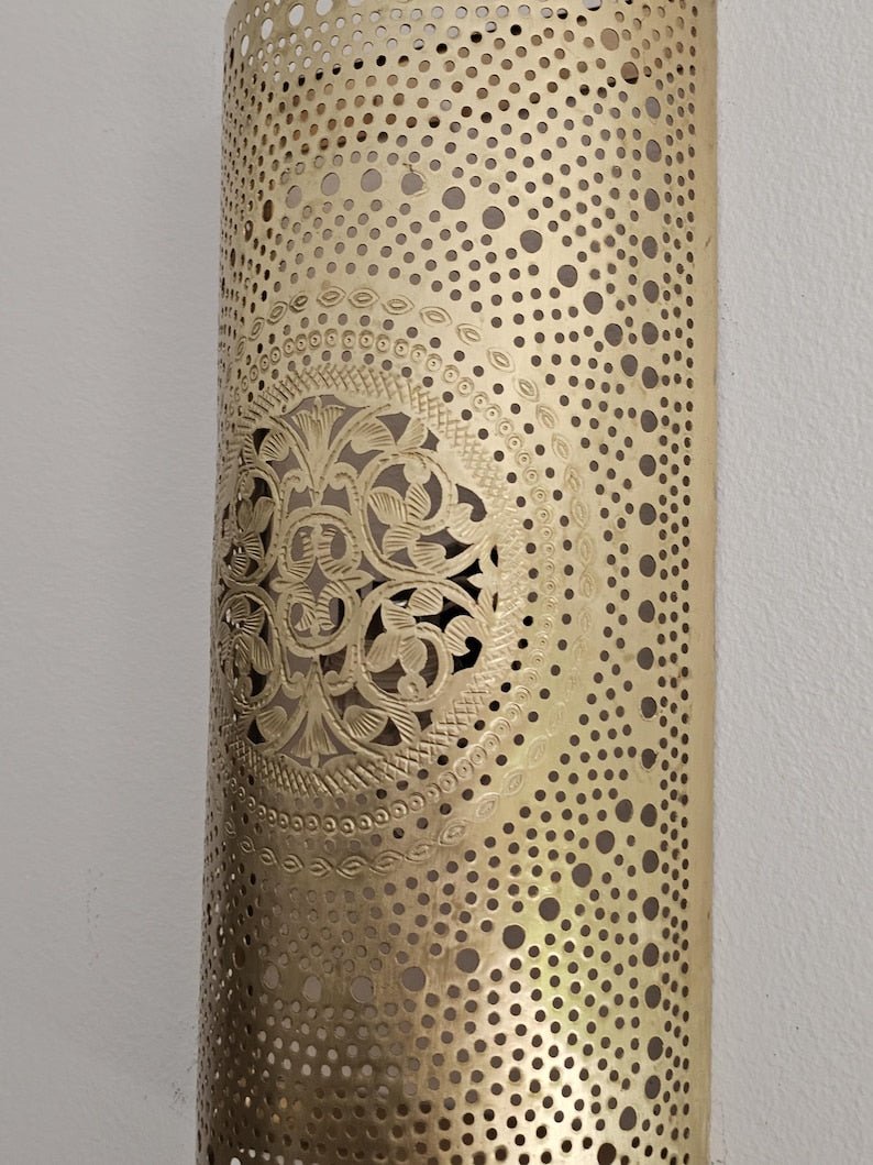 Moroccan Brass Wall Sconce: Handmade Wall Lamp Moroccan Brass Wall Sconce: Handmade Wall Lamp