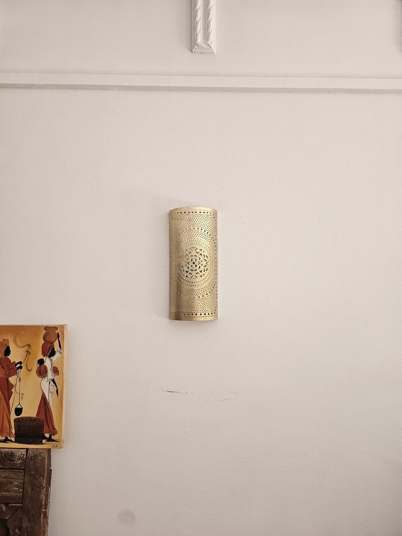 Moroccan Brass Wall Sconce: Handmade Wall Lamp Moroccan Brass Wall Sconce: Handmade Wall Lamp