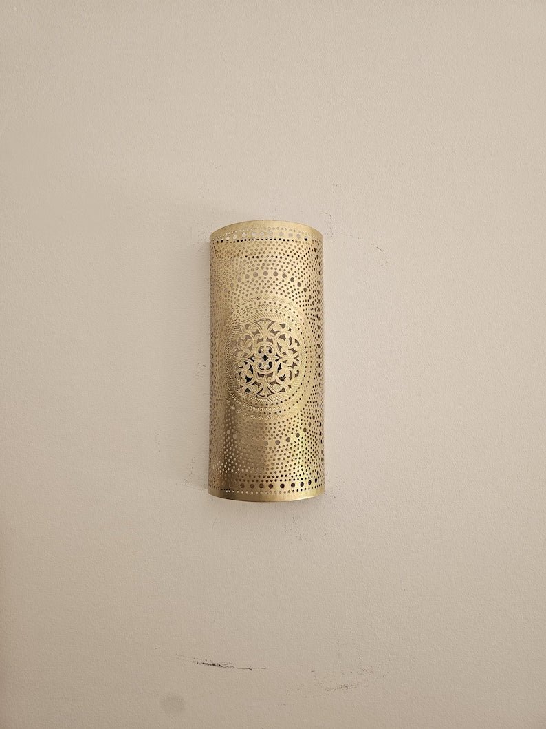 Moroccan Brass Wall Sconce: Handmade Wall Lamp Moroccan Brass Wall Sconce: Handmade Wall Lamp