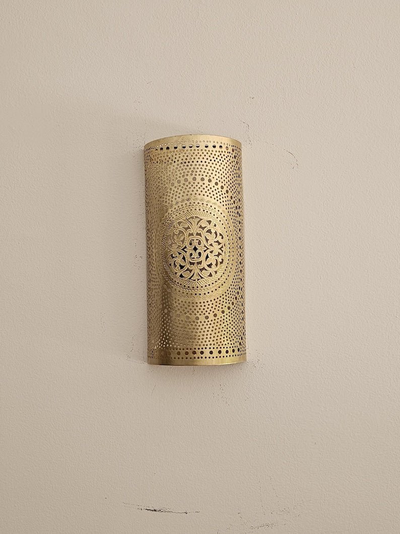 Moroccan Brass Wall Sconce: Handmade Wall Lamp Moroccan Brass Wall Sconce: Handmade Wall Lamp