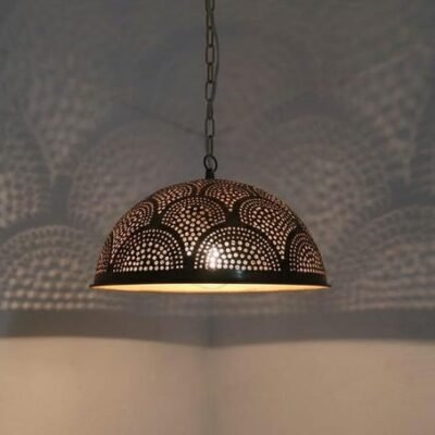 Handcrafted Moroccan Brass Dome Pendant Lamp: Boho Hanging Light Handcrafted Moroccan Brass Dome Pendant Lamp: Boho Hanging Light