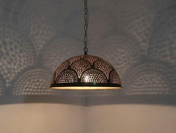 Handcrafted Moroccan Brass Dome Pendant Lamp: Boho Hanging Light