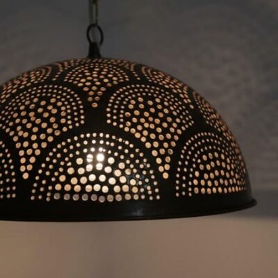 Handcrafted Moroccan Brass Dome Pendant Lamp: Boho Hanging Light