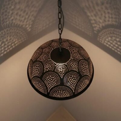Handcrafted Moroccan Brass Dome Pendant Lamp: Boho Hanging Light