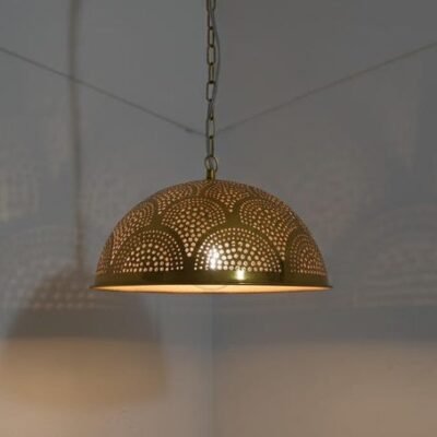 Handcrafted Moroccan Brass Dome Pendant Lamp: Boho Hanging Light