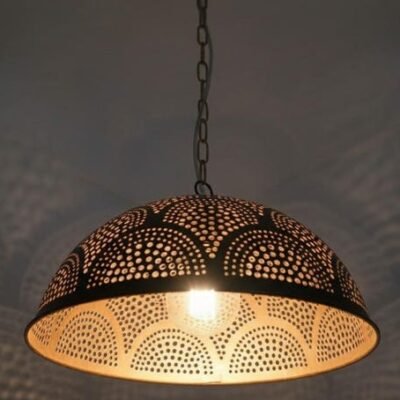 Handcrafted Moroccan Brass Dome Pendant Lamp: Boho Hanging Light
