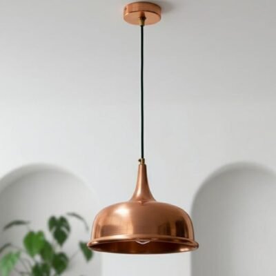 Handmade Copper Dome Pendant Light: Perforated Moroccan Hanging Lamp