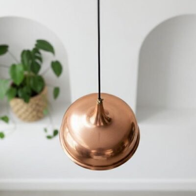Handmade Copper Dome Pendant Light: Perforated Moroccan Hanging Lamp