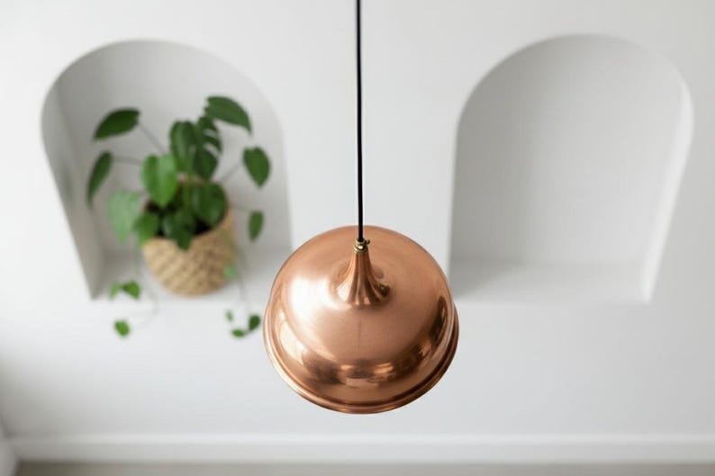 Handmade Copper Dome Pendant Light: Perforated Moroccan Hanging Lamp