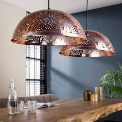 Moroccan Hanging Lamp – Copper Dome Pendant Light Fixture for Ceiling Decor