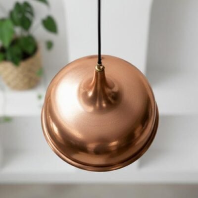 Handmade Copper Dome Pendant Light: Perforated Moroccan Hanging Lamp