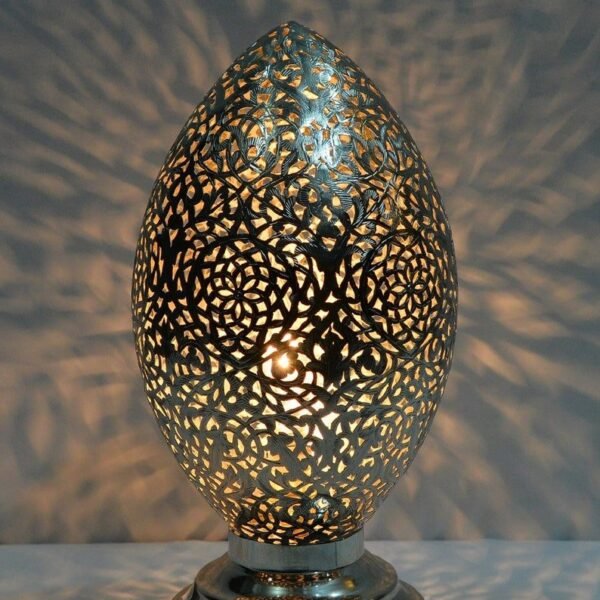 products-HomeDecorLighting2 Moroccan Brass Egg Table Lamp Handmade Filigree Shadow Light