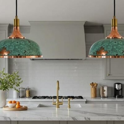 Handmade Copper Dome Pendant Light: Green Patina, Vintage Industrial Style Handmade Copper Dome Pendant Light: Green Patina, Vintage Industrial Style