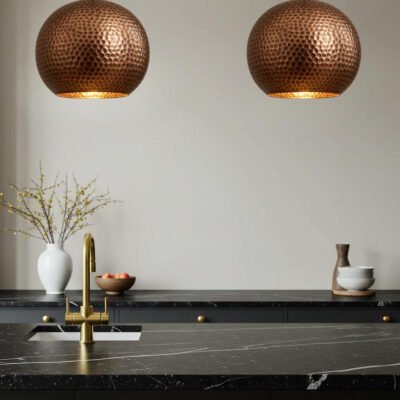 Hammered Copper Dome Pendant Lamp: Industrial Kitchen Lighting