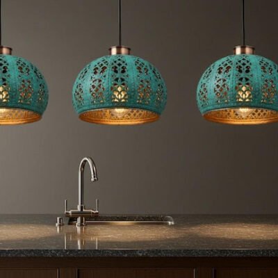 Handmade Copper Dome Pendant Light: Green Patina, Industrial Style Handmade Copper Dome Pendant Light: Green Patina, Industrial Style
