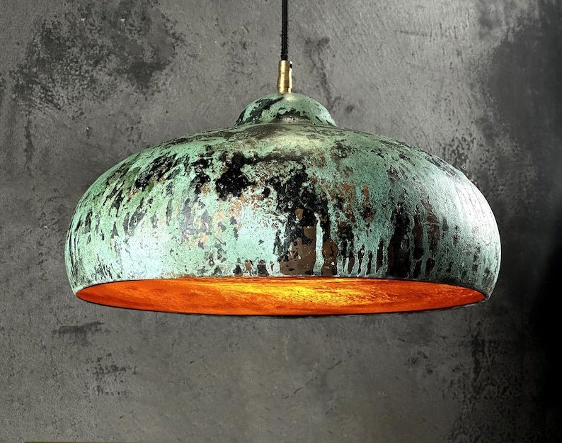 products-Island3 Oxidized Copper Green Patina Dome Pendant