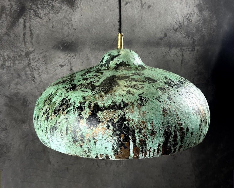 Oxidized Copper Kitchen Island Lighting , Green Patina Pendant Light Oxidized Copper Kitchen Island Lighting , Green Patina Pendant Light