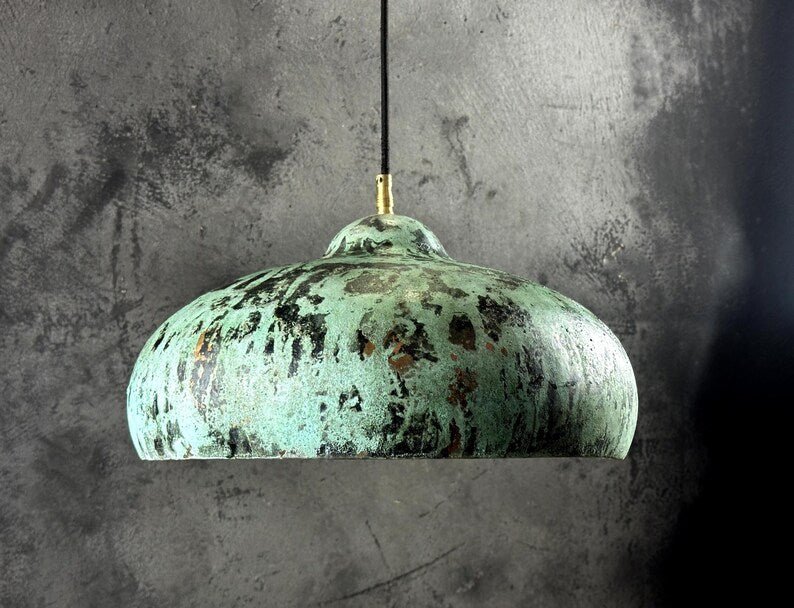 Oxidized Copper Kitchen Island Lighting , Green Patina Pendant Light Oxidized Copper Kitchen Island Lighting , Green Patina Pendant Light