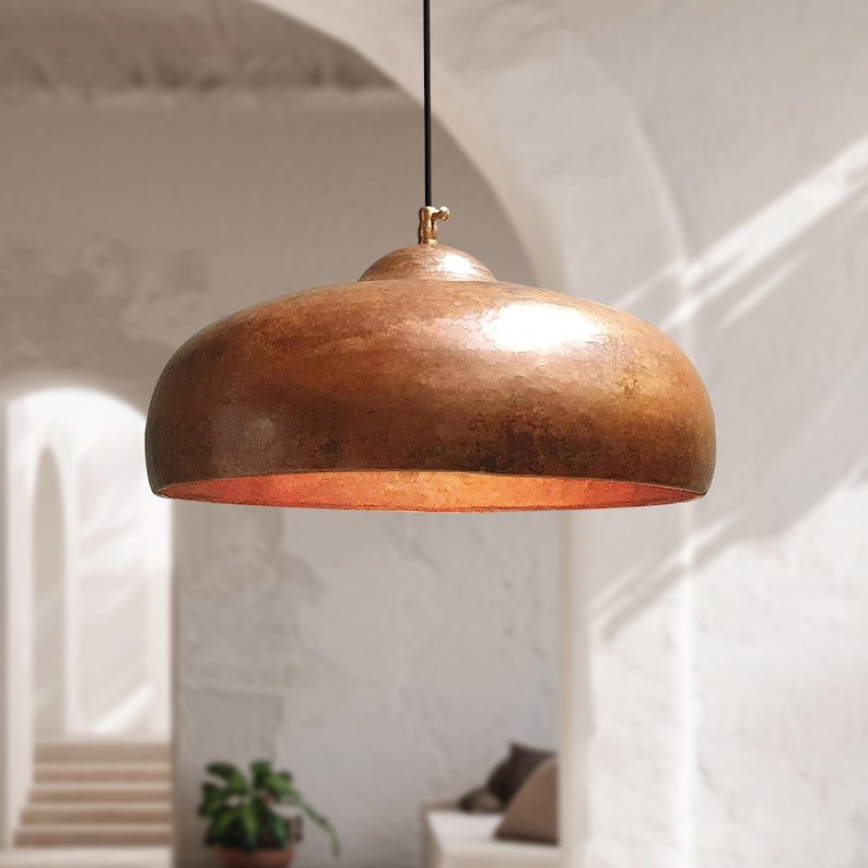 Hammered Copper Dome Pendant Light: Oxidized Kitchen Island Lighting Hammered Copper Dome Pendant Light: Oxidized Kitchen Island Lighting