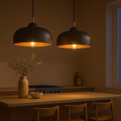 Handmade Black Dome Brass Pendant Light