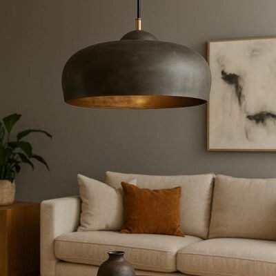 Patina Dome Pendant Light: Brass Farmhouse Kitchen Lighting