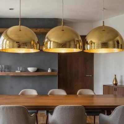 Large Brass Dome Pendant Lamp: Moroccan Perforated Ceiling Light Large Brass Dome Pendant Lamp: Moroccan Perforated Ceiling Light