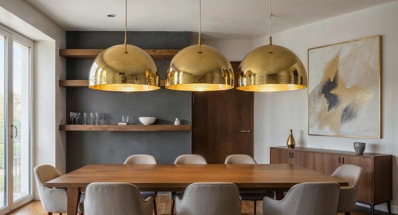 Large Brass Dome Pendant Lamp: Moroccan Perforated Ceiling Light Large Brass Dome Pendant Lamp: Moroccan Perforated Ceiling Light