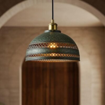 Handmade Brass Dome Pendant Light: Antique Patina Finish Handmade Brass Dome Pendant Light: Antique Patina Finish