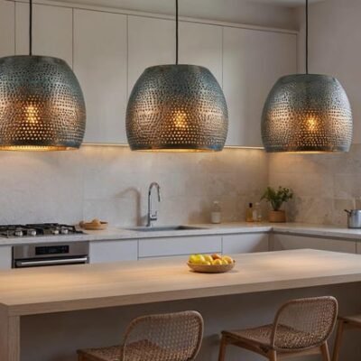 Handcrafted Hammered Copper Pendant Light: Green Patina Dome Lamp