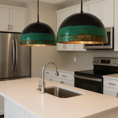 Handcrafted Green Patina Copper Pendant Light - Rustic Island Lighting Handcrafted Green Patina Copper Pendant Light - Rustic Island Lighting