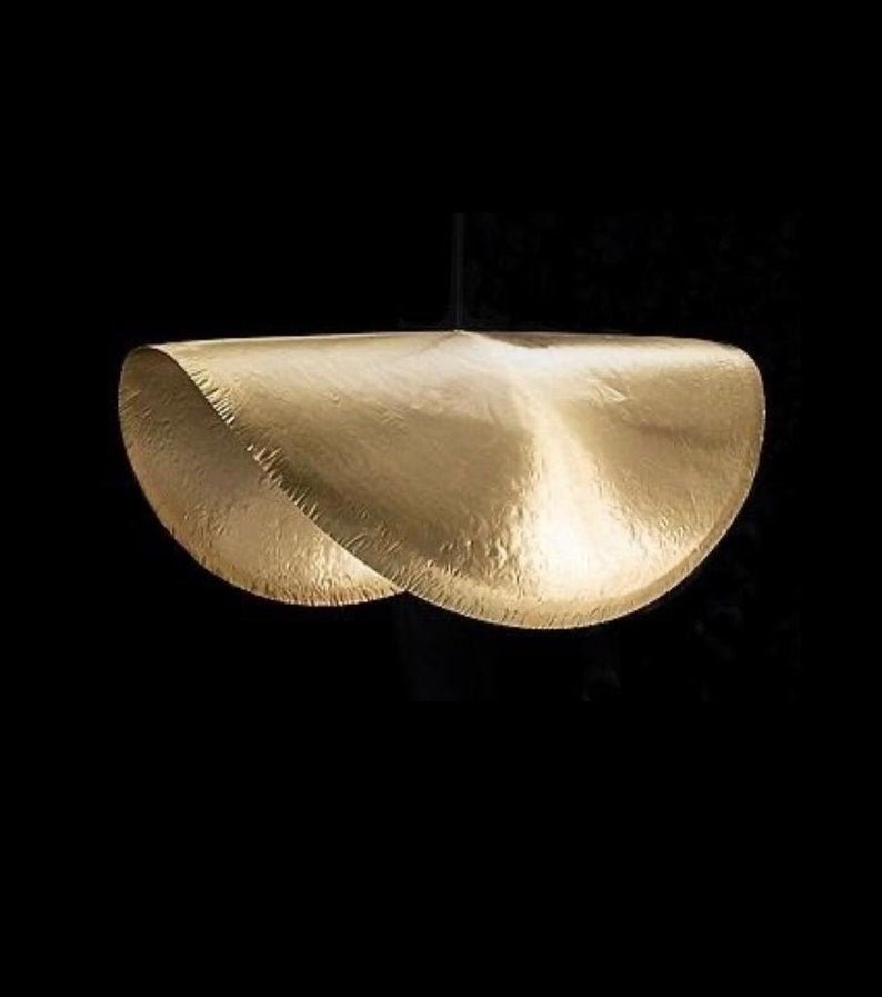 Gold Leaf Pendant Light, hammered Brass Light Fixture, Lotus lamp pendant light