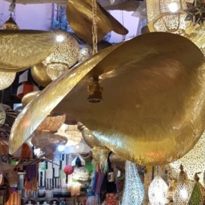 Gold Leaf Pendant Light, hammered Brass Light Fixture, Lotus lamp pendant light