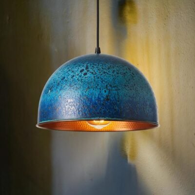 products-Minimalist3 Blue Patina Copper Dome Pendant Light