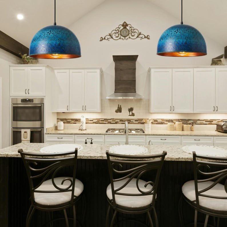 Blue Patina Dome Pendant, Textured Copper Lamp, Modern Coastal Lighting, Minimalist Kitchen Pendant Blue Patina Dome Pendant, Textured Copper Lamp, Modern Coastal Lighting, Minimalist Kitchen Pendant