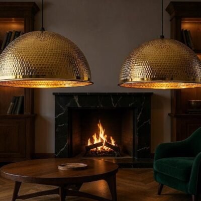 Luxury Hammered Brass Hanging Lights for Living Room