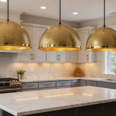 Handmade Brass Dome Pendant Light: Moroccan Modern Ceiling Lamp