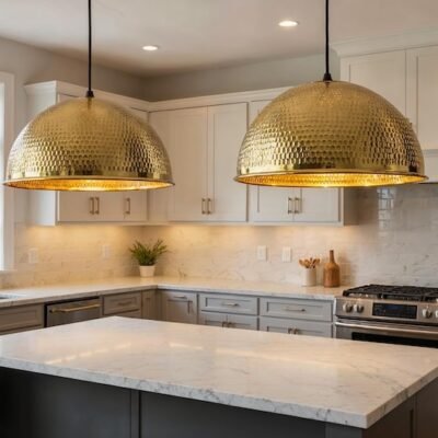 Handmade Brass Dome Pendant Light: Moroccan Modern Ceiling Lamp