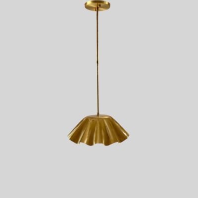 Handmade Brass Chandelier: Fluted Gold Pendant Light, Modern Lighting Handmade Brass Chandelier: Fluted Gold Pendant Light, Modern Lighting