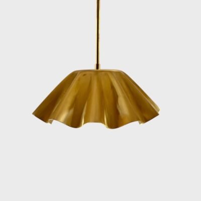 Handmade Brass Chandelier: Fluted Gold Pendant Light, Modern Lighting Handmade Brass Chandelier: Fluted Gold Pendant Light, Modern Lighting