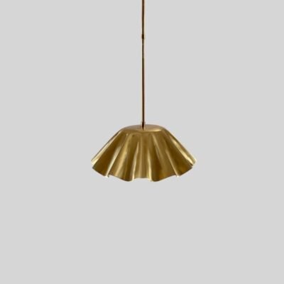 Handmade Brass Chandelier: Fluted Gold Pendant Light, Modern Lighting Handmade Brass Chandelier: Fluted Gold Pendant Light, Modern Lighting
