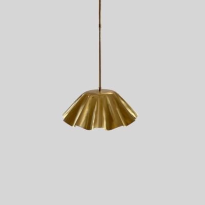 Handmade Brass Chandelier: Fluted Gold Pendant Light, Modern Lighting Handmade Brass Chandelier: Fluted Gold Pendant Light, Modern Lighting