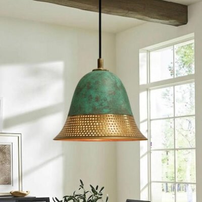 Handcrafted Copper Dome Pendant Light: Moroccan Boho Lighting