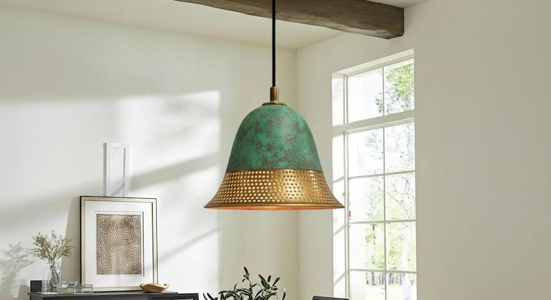 Handcrafted Copper Dome Pendant Light: Moroccan Boho Lighting
