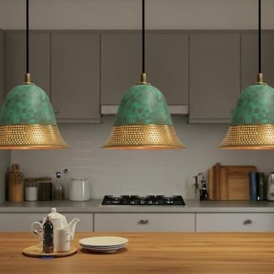 Handcrafted Copper Dome Pendant Light: Moroccan Boho Lighting