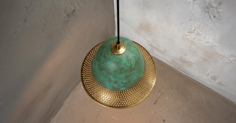Handcrafted Copper Dome Pendant Light: Moroccan Boho Lighting
