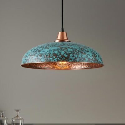 Handmade Moroccan Copper Pendant Light: Perforated Dome Lamp Shade