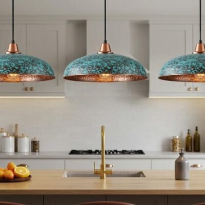 Handmade Moroccan Copper Pendant Light: Perforated Dome Lamp Shade