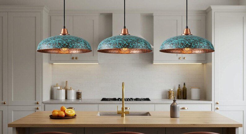 Handmade Moroccan Copper Pendant Light: Perforated Dome Lamp Shade