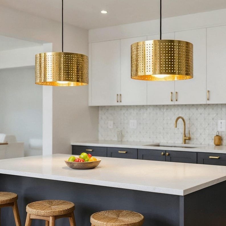 Handmade Brass Dome Pendant Light: Hammered Moroccan Island Lighting